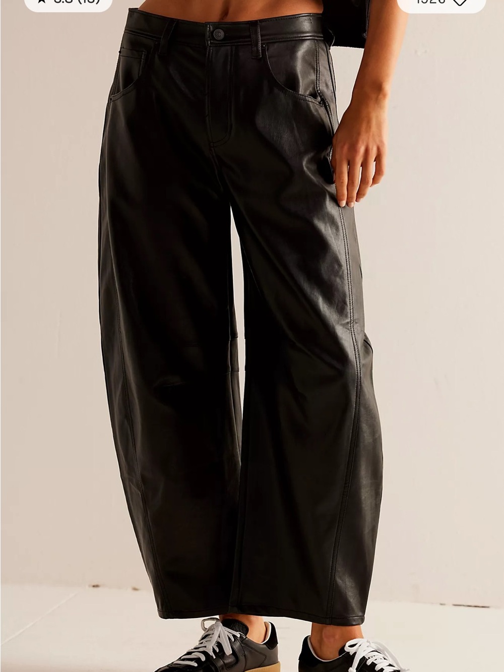 Free people barrel Leg Faux Leather Pants - Black